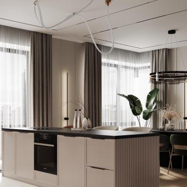 Интерьер гостиной c островом  смотреть на Basicdecor