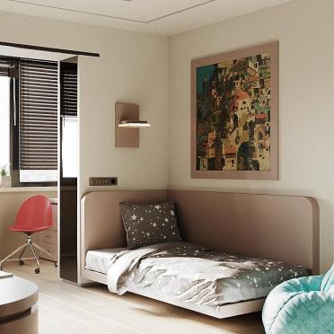 Интерьер детской с кроватью в нише  смотреть на Basicdecor