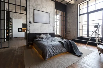 Интерьер спальни cветильниками над кроватью  смотреть на Basicdecor