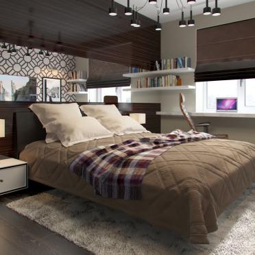 Интерьер спальни c рабочим местом  смотреть на Basicdecor