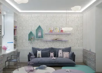 Интерьер детской c рабочим местом в неоклассике смотреть на Basicdecor