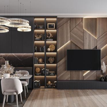 Интерьер гостиной c подсветкой  смотреть на Basicdecor