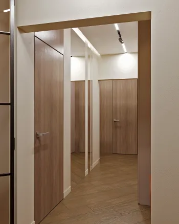 Интерьер с проходной и зеркалом на двери  смотреть на Basicdecor
