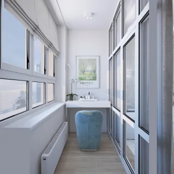 Интерьер балкона с балконом и панорамными окнами  смотреть на Basicdecor