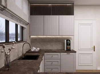 Интерьер кухни с нишей с подсветкой и с подсветкой  смотреть на Basicdecor