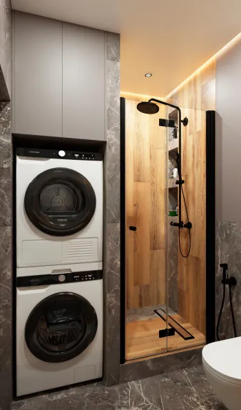 Интерьер ванной с постирочной  смотреть на Basicdecor