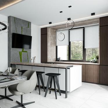 Интерьер кухни с жалюзи  смотреть на Basicdecor