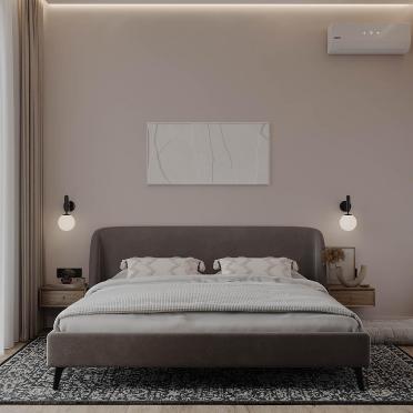 Интерьер спальни cветильниками над кроватью и с подсветкой  смотреть на Basicdecor