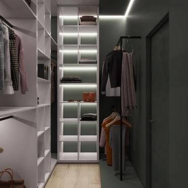 Интерьер гардеробной c подсветкой  смотреть на Basicdecor