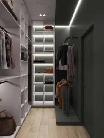 Интерьер гардеробной c подсветкой  смотреть на Basicdecor
