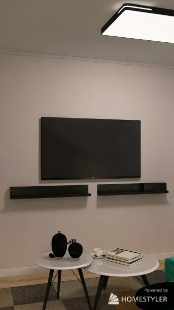 Интерьер с полками над телевизором  смотреть на Basicdecor