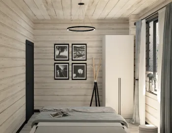 Интерьер спальни с в деревянном доме  смотреть на Basicdecor
