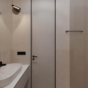 Интерьер ванной с зеркалом на двери  смотреть на Basicdecor