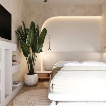 Интерьер спальни cветильниками над кроватью  смотреть на Basicdecor