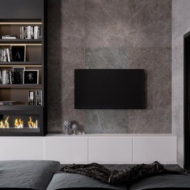 Интерьер гостиной с телевизором на стене  смотреть на Basicdecor
