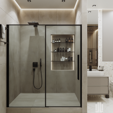 Интерьер ванной с душевой из плитки  смотреть на Basicdecor