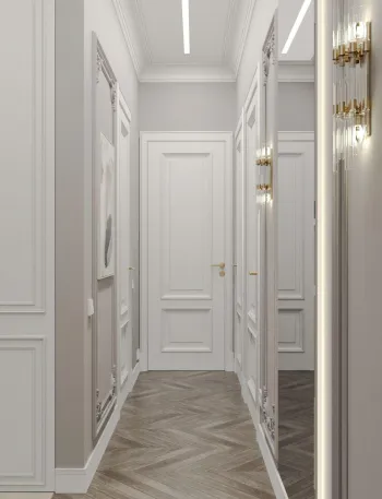 Интерьер коридора с зеркалом на двери  смотреть на Basicdecor