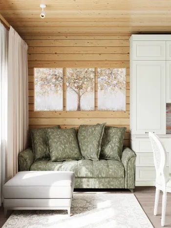 Интерьер кухни с в деревянном доме  смотреть на Basicdecor