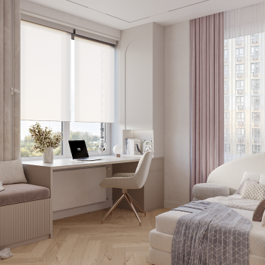 Интерьер спальни с жалюзи  смотреть на Basicdecor