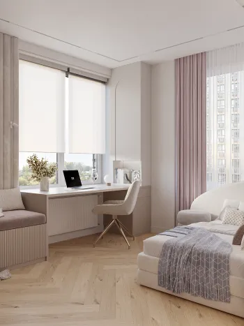 Интерьер спальни с жалюзи  смотреть на Basicdecor