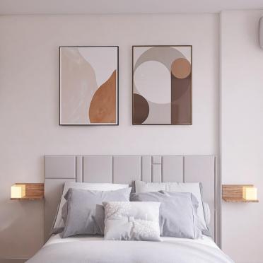 Интерьер спальни cветильниками над кроватью  смотреть на Basicdecor