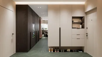 Интерьер коридора с нишей с подсветкой, световыми линиями, подсветкой светодиодной и с подсветкой  смотреть на Basicdecor