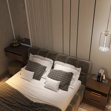 Интерьер спальни cветильниками над кроватью и с подсветкой  смотреть на Basicdecor