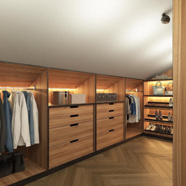Интерьер гардеробной c подсветкой  смотреть на Basicdecor