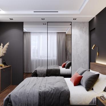 Интерьер спальни cветильниками над кроватью и с подсветкой  смотреть на Basicdecor