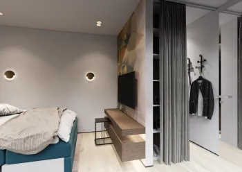 Интерьер спальни cветильниками над кроватью  смотреть на Basicdecor