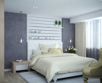 Интерьер спальни cветильниками над кроватью  смотреть на Basicdecor