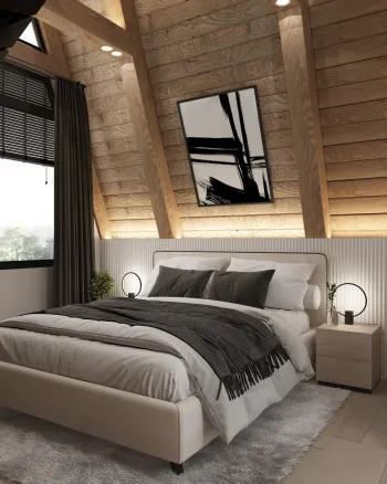 Интерьер спальни с жалюзи  смотреть на Basicdecor