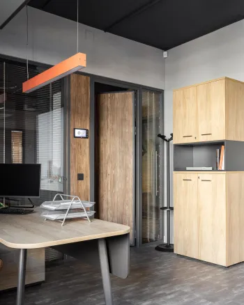 Интерьер c рабочим местом и ресепшном  смотреть на Basicdecor