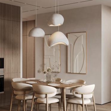 Интерьер гостиной cветильниками над столом  смотреть на Basicdecor
