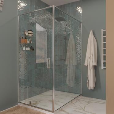 Интерьер ванной с душевой из плитки в современном стиле смотреть на Basicdecor
