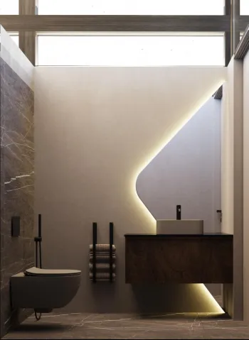 Интерьер ванной с нишей с подсветкой и с подсветкой  смотреть на Basicdecor