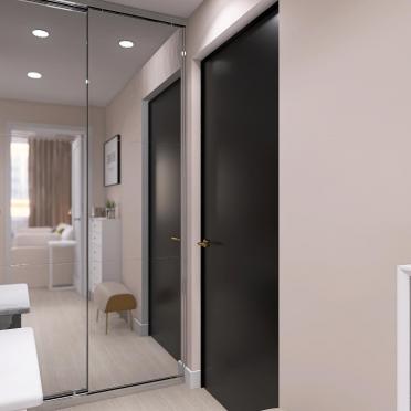 Интерьер прихожей с зеркалом на двери  смотреть на Basicdecor
