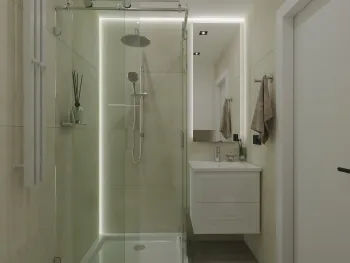 Интерьер ванной c подсветкой  смотреть на Basicdecor
