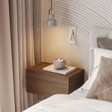 Интерьер спальни cветильниками над кроватью  смотреть на Basicdecor
