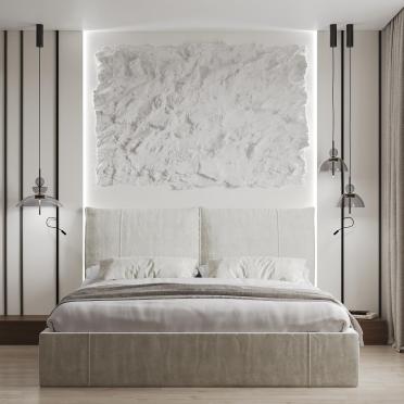 Интерьер спальни cветильниками над кроватью  смотреть на Basicdecor