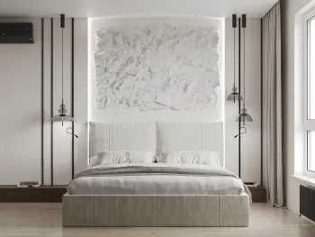 Интерьер спальни cветильниками над кроватью  смотреть на Basicdecor