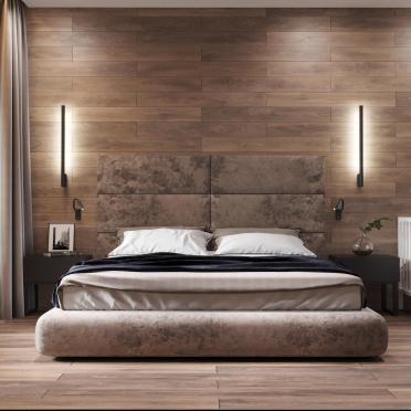 Интерьер спальни cветильниками над кроватью  смотреть на Basicdecor