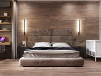 Интерьер спальни cветильниками над кроватью  смотреть на Basicdecor