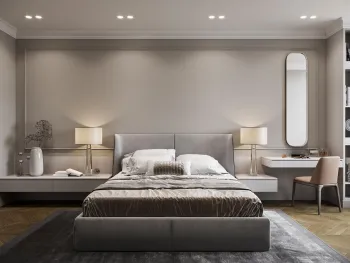 Интерьер спальни cветильниками над кроватью  смотреть на Basicdecor