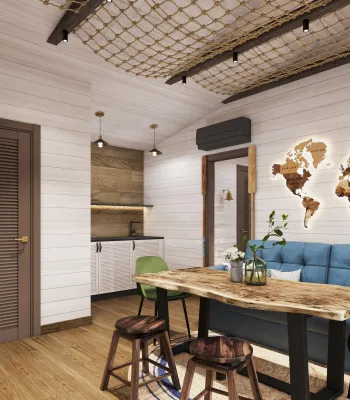 Интерьер кухни с в деревянном доме  смотреть на Basicdecor