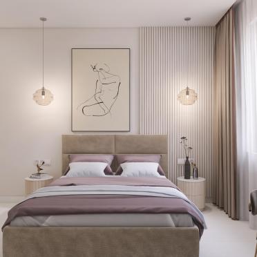 Интерьер спальни cветильниками над кроватью  смотреть на Basicdecor