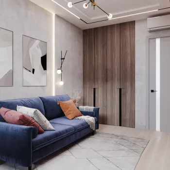Интерьер кабинета cветовыми линиями и с подсветкой  смотреть на Basicdecor