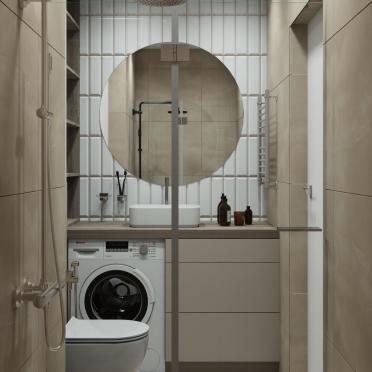 Интерьер ванной cовмещенным санузлом и постирочной  смотреть на Basicdecor