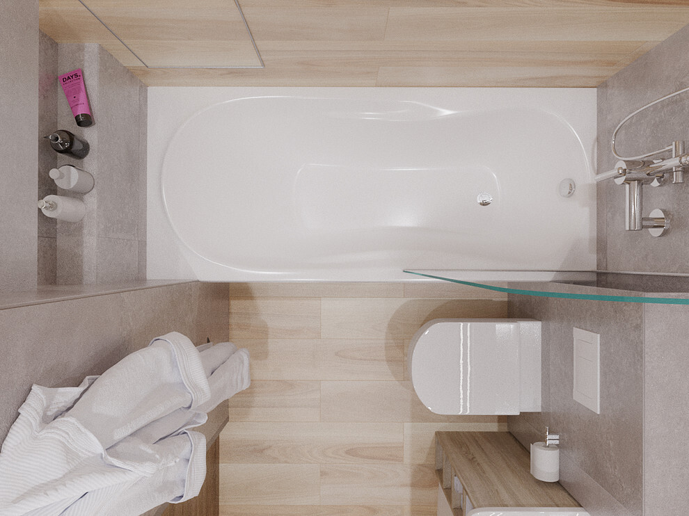 Интерьер ванной в современном стиле, в стиле лофт, в стиле кантри и эко