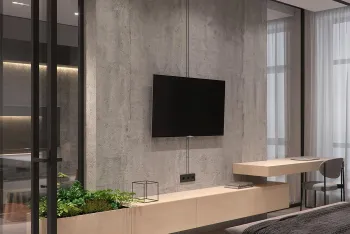 Интерьер с телевизором на стене  смотреть на Basicdecor
